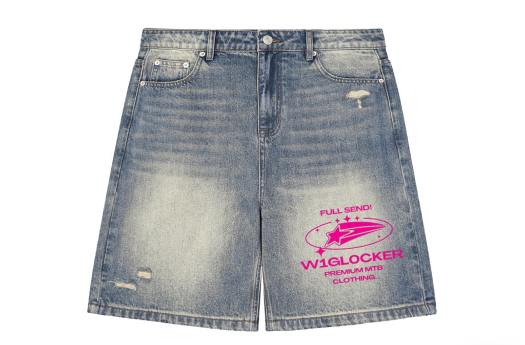 Denim jorts with designs