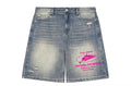 Denim jorts with designs