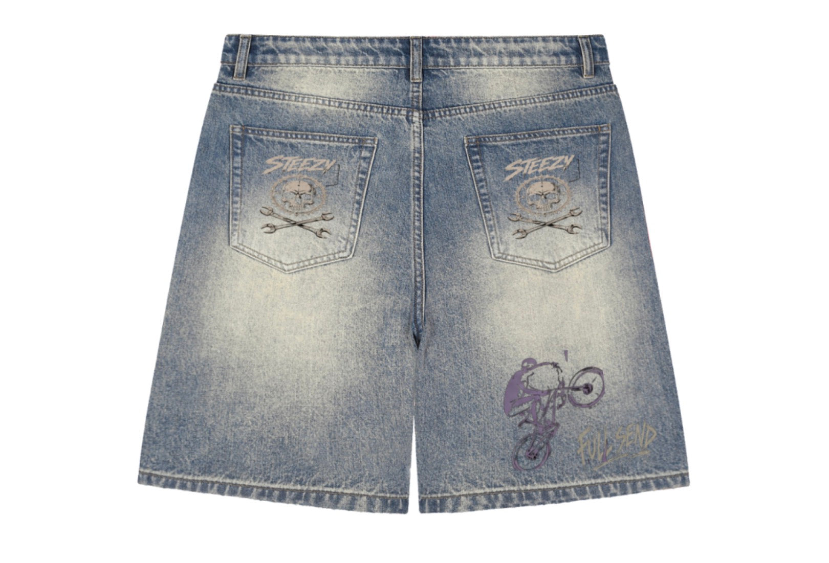 Denim jorts with designs