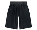 Sagged fabric shorts with built in boxer shorts